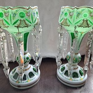 Pair of vintage Czechoslovakian crystal lustres